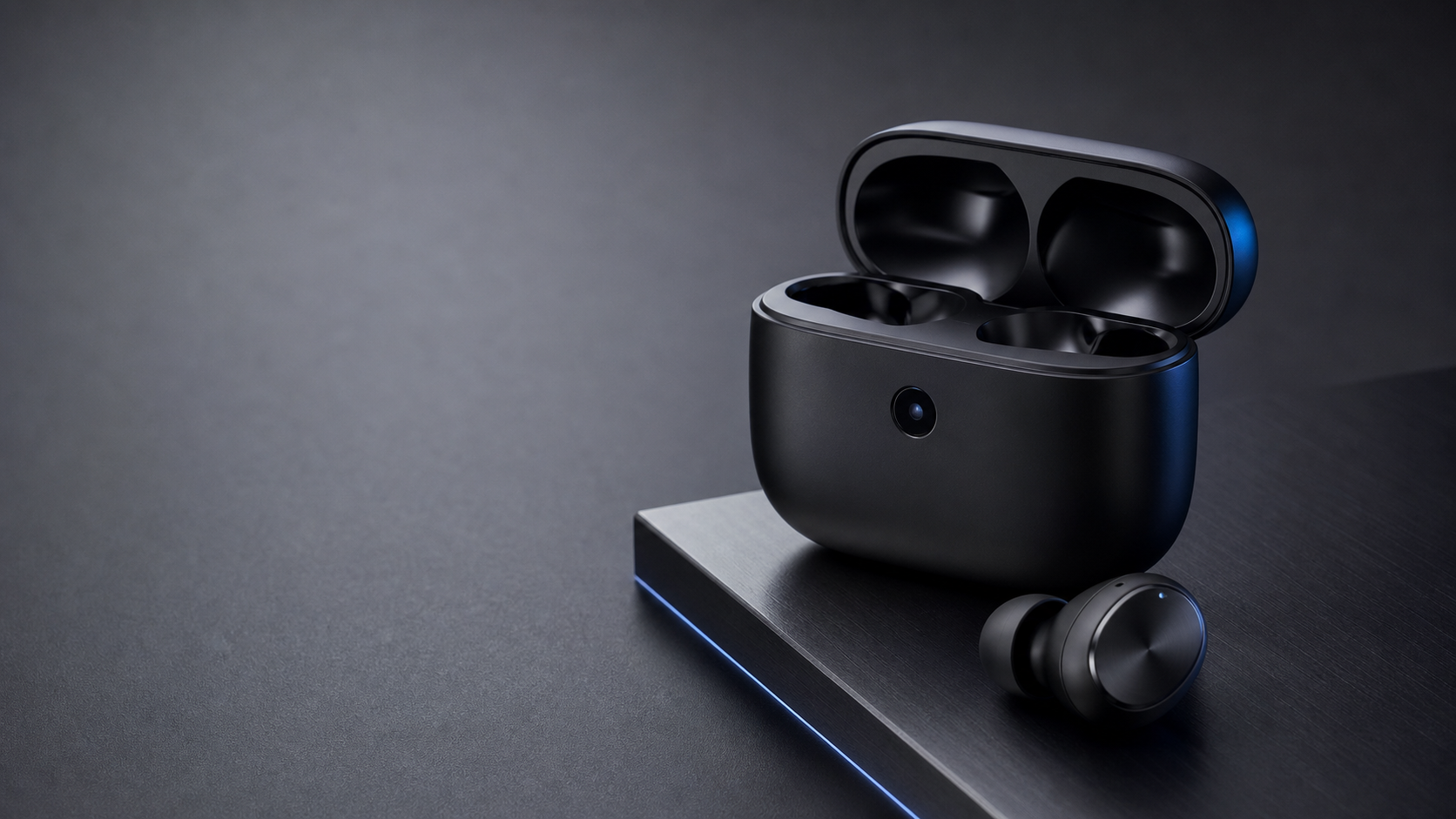 Generated unbranded wireless earbuds reference used for a ChatGPT image prompt generator workflow