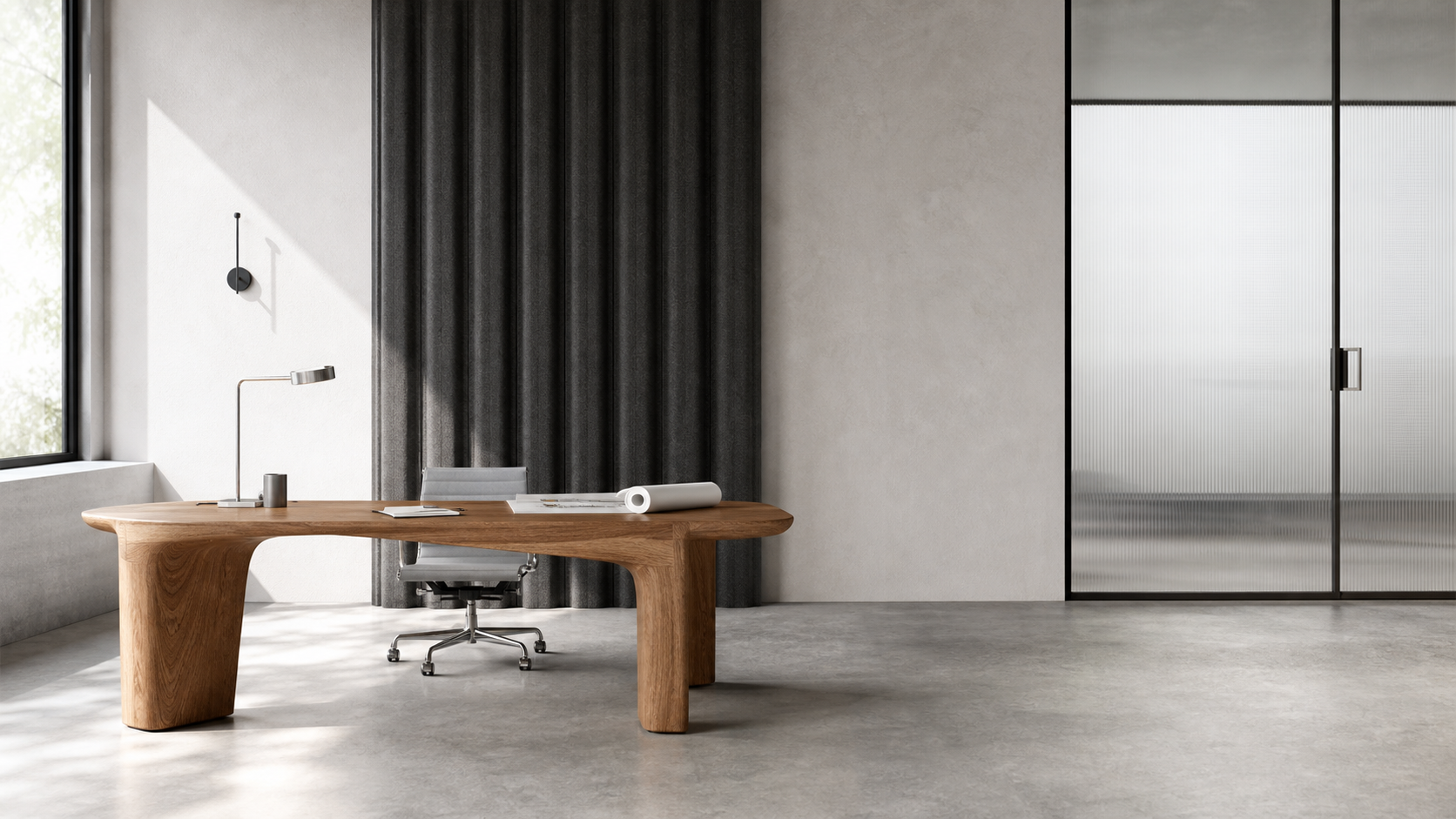Generated architectural workspace used as an image to prompt generator reference