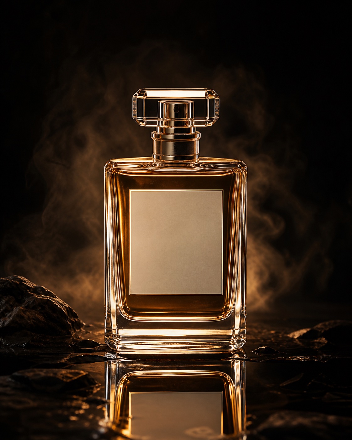 Generated luxury perfume bottle result from a perfume ad prompts case study