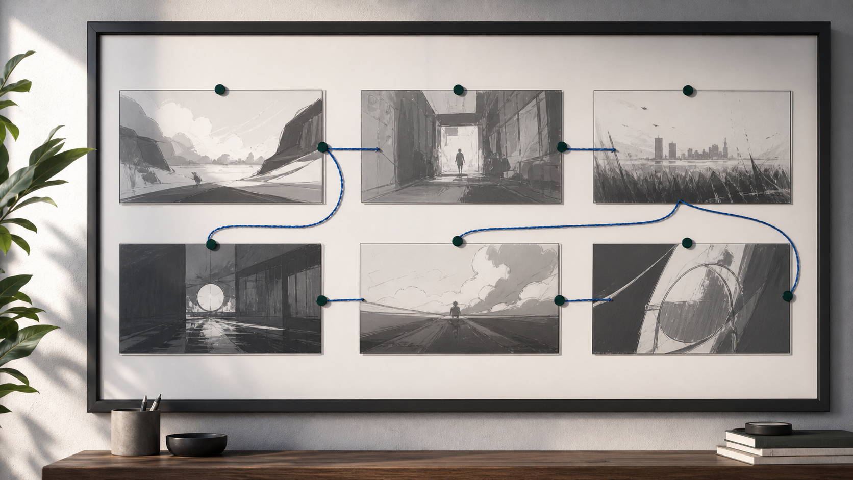 Generated production board used for a video storyboard prompt generator workflow